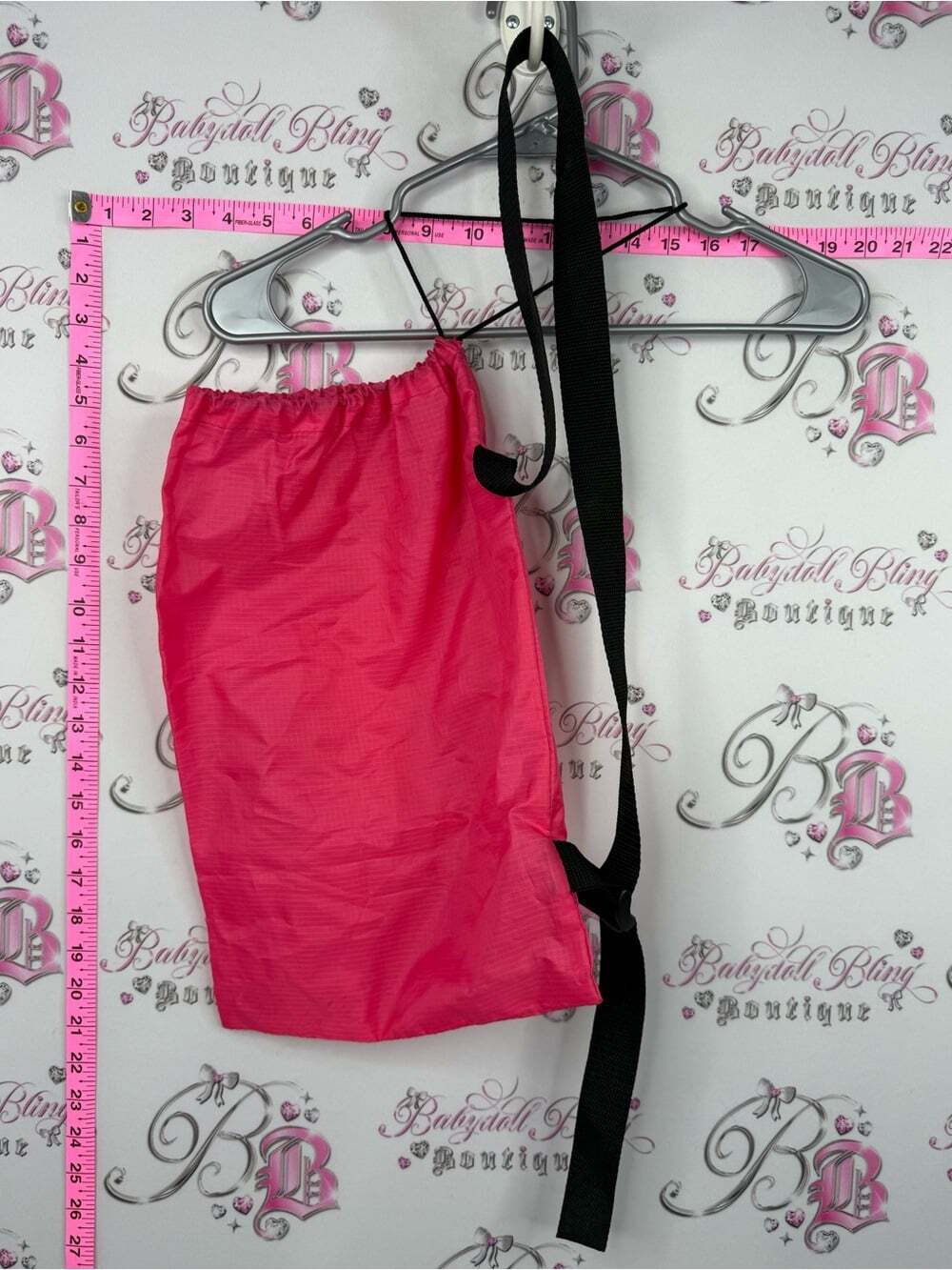 Bag travel straps Pink Travel Drawstring Bag with Black Strap